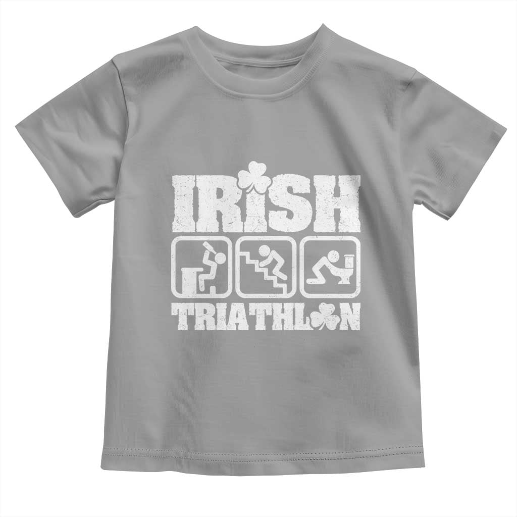 Irish Triathlon Funny Drinking Challenge Toddler T Shirt St Patricks Day Beer Party Humor TS02 Sport Gray Print Your Wear