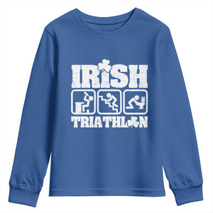 Irish Triathlon Funny Drinking Challenge Youth Sweatshirt St Patricks Day Beer Party Humor TS02 Royal Blue Print Your Wear