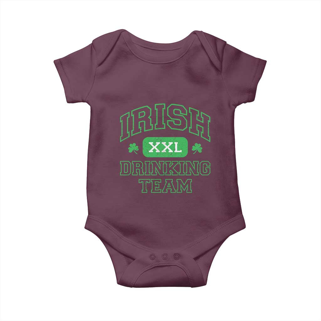 Irish Drinking Team XXL Funny St Patricks Day Party Squad Baby Onesie TS02 Maroon Print Your Wear