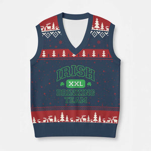 Irish Drinking Team XXL Funny St Patricks Day Party Squad V-Neck Knit Sweater Vest TS02 Navy Red Print Your Wear