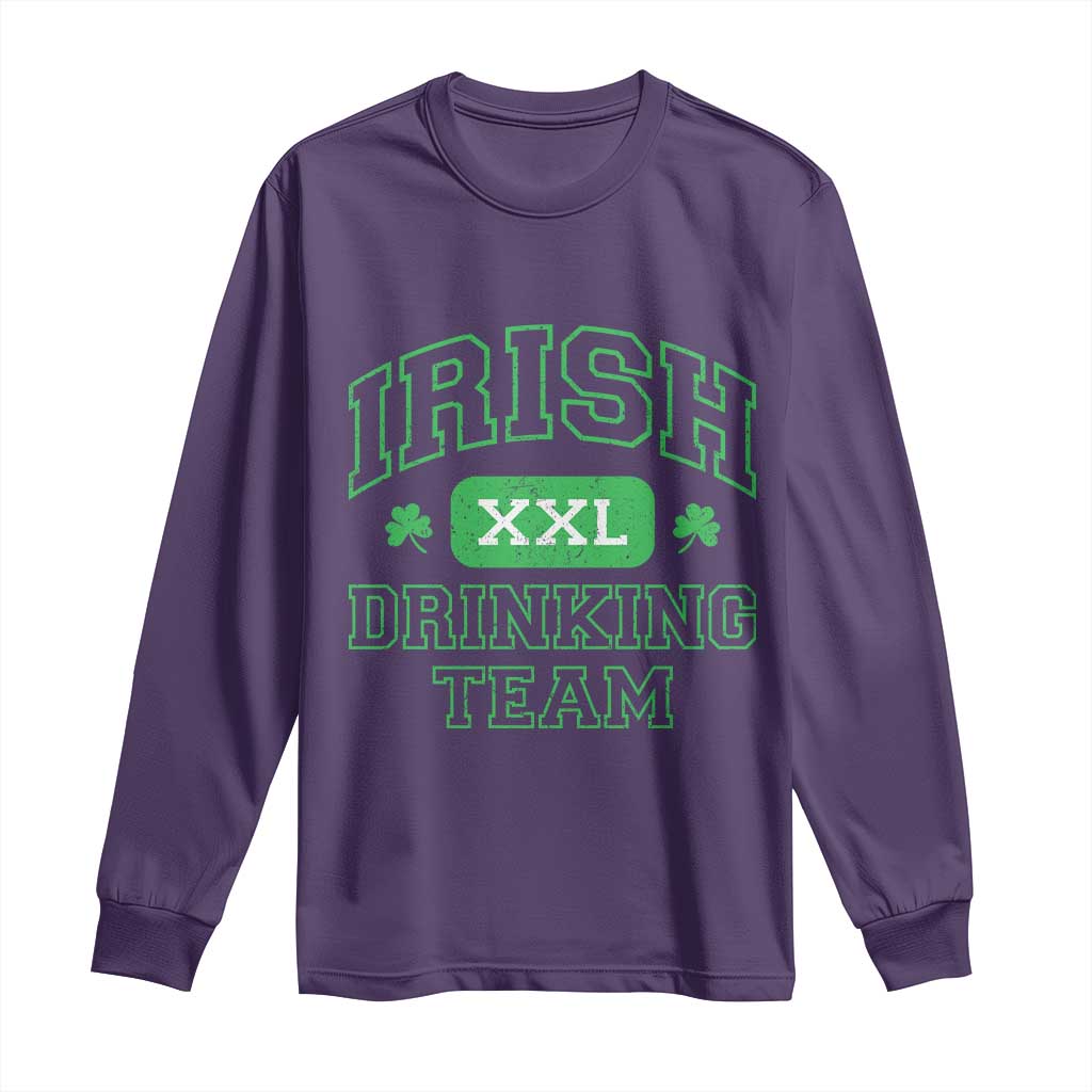 Irish Drinking Team XXL Funny St Patricks Day Party Squad Long Sleeve Shirt TS02 Purple Print Your Wear