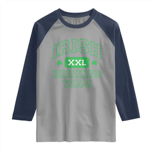 Irish Drinking Team XXL Funny St Patricks Day Party Squad Raglan Shirt TS02 Sport Gray Navy Print Your Wear