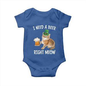 I Need A Beer Right Meow Funny Cat Drinking Joke Baby Onesie St Patricks Day Humor TS02 Royal Blue Print Your Wear