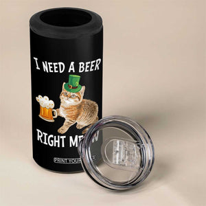 I Need A Beer Right Meow Funny Cat Drinking Joke 4 in 1 Can Cooler Tumbler St Patricks Day Humor TS02 Print Your Wear