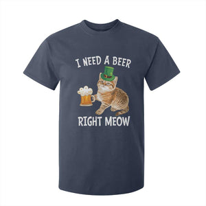 I Need A Beer Right Meow Funny Cat Drinking Joke T Shirt For Kid St Patricks Day Humor TS02 Navy Print Your Wear