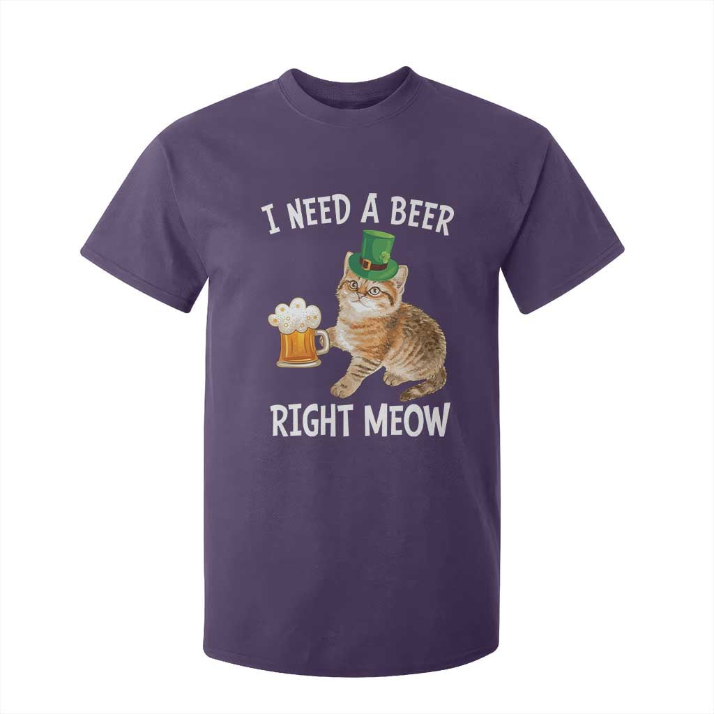 I Need A Beer Right Meow Funny Cat Drinking Joke T Shirt For Kid St Patricks Day Humor TS02 Purple Print Your Wear
