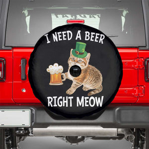 I Need A Beer Right Meow Funny Cat Drinking Joke Spare Tire Cover St Patricks Day Humor TS02 Black Print Your Wear