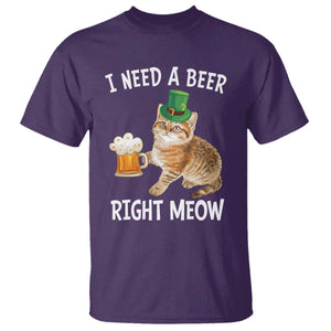 I Need A Beer Right Meow Funny Cat Drinking Joke T Shirt St Patricks Day Humor TS02 Purple Print Your Wear