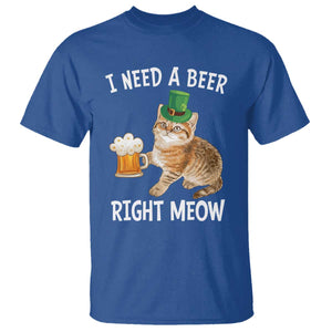 I Need A Beer Right Meow Funny Cat Drinking Joke T Shirt St Patricks Day Humor TS02 Royal Blue Print Your Wear
