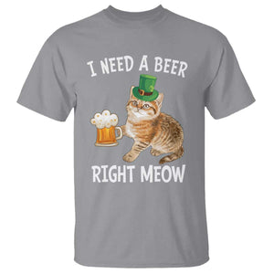 I Need A Beer Right Meow Funny Cat Drinking Joke T Shirt St Patricks Day Humor TS02 Sport Gray Print Your Wear