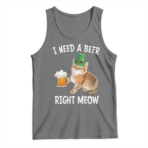 I Need A Beer Right Meow Funny Cat Drinking Joke Tank Top St Patricks Day Humor TS02 Black Heather Print Your Wear