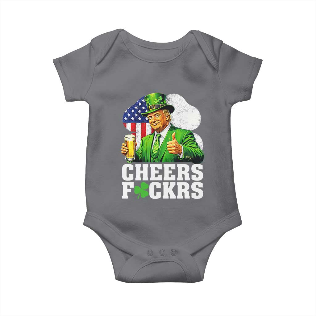 Cheers Fckers Funny Trump Irish Toast Baby Onesie St Patricks Day Drinking Humor TS02 Charcoal Print Your Wear