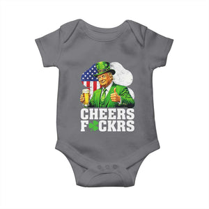 Cheers Fckers Funny Trump Irish Toast Baby Onesie St Patricks Day Drinking Humor TS02 Charcoal Print Your Wear