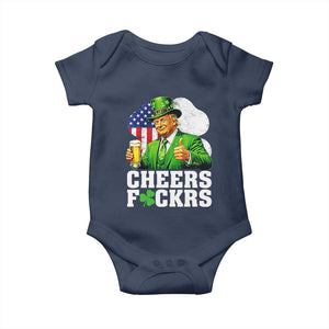 Cheers Fckers Funny Trump Irish Toast Baby Onesie St Patricks Day Drinking Humor TS02 Navy Print Your Wear