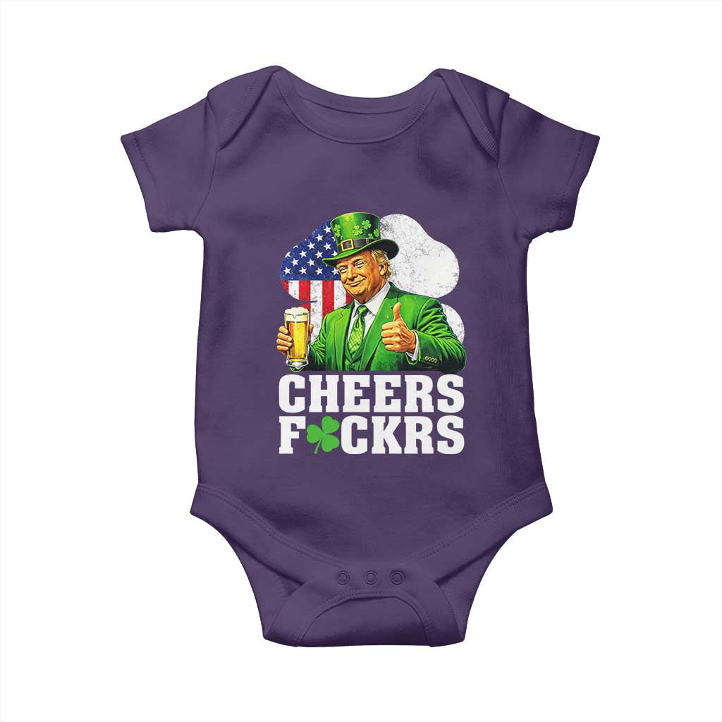 Cheers Fckers Funny Trump Irish Toast Baby Onesie St Patricks Day Drinking Humor TS02 Purple Print Your Wear
