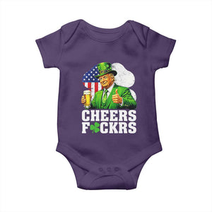 Cheers Fckers Funny Trump Irish Toast Baby Onesie St Patricks Day Drinking Humor TS02 Purple Print Your Wear
