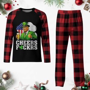 Cheers Fckers Funny Trump Irish Toast Plaid Pajama Set St Patricks Day Drinking Humor TS02 Buffalo Plaid Print Your Wear