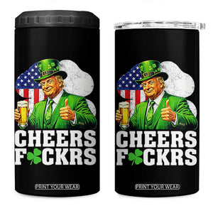 Cheers Fckers Funny Trump Irish Toast 4 in 1 Can Cooler Tumbler St Patricks Day Drinking Humor TS02 One Size: 16 oz Black Print Your Wear