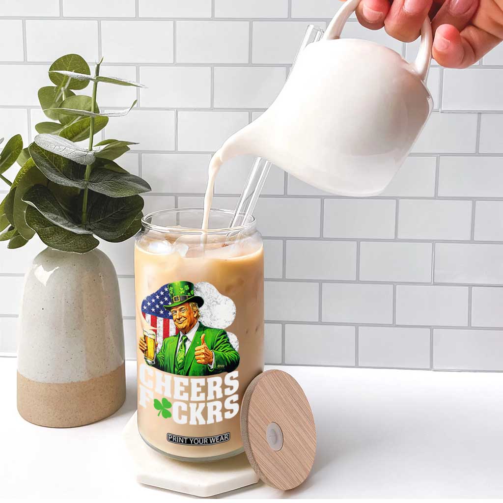 Cheers Fckers Funny Trump Irish Toast Glass Can St Patricks Day Drinking Humor TS02 Print Your Wear
