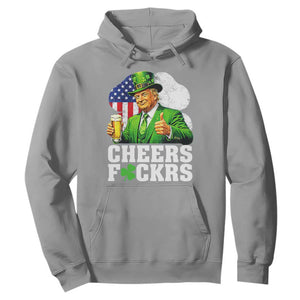 Cheers Fckers Funny Trump Irish Toast Hoodie St Patricks Day Drinking Humor TS02 Sport Gray Print Your Wear