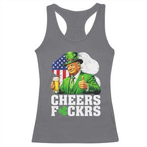 Cheers Fckers Funny Trump Irish Toast Racerback Tank Top St Patricks Day Drinking Humor TS02 Charcoal Print Your Wear