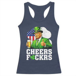 Cheers Fckers Funny Trump Irish Toast Racerback Tank Top St Patricks Day Drinking Humor TS02 Navy Print Your Wear