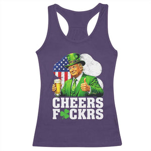 Cheers Fckers Funny Trump Irish Toast Racerback Tank Top St Patricks Day Drinking Humor TS02 Purple Print Your Wear