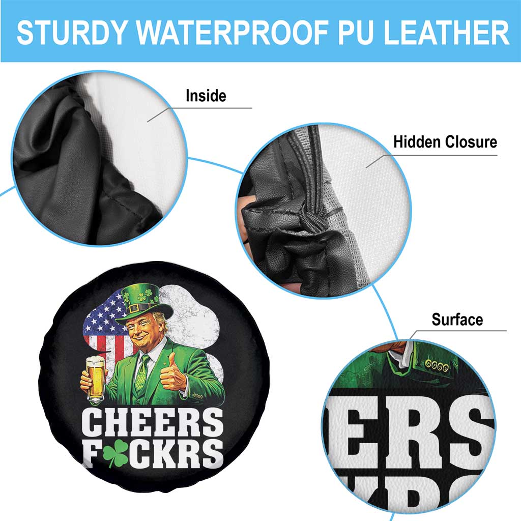 Cheers Fckers Funny Trump Irish Toast Spare Tire Cover St Patricks Day Drinking Humor TS02 Print Your Wear