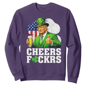 Cheers Fckers Funny Trump Irish Toast Sweatshirt St Patricks Day Drinking Humor TS02 Purple Print Your Wear
