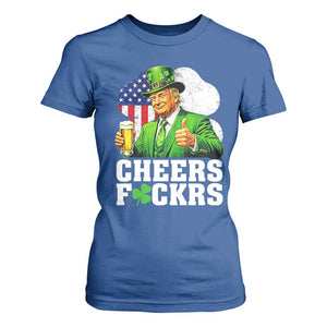 Cheers Fckers Funny Trump Irish Toast T Shirt For Women St Patricks Day Drinking Humor TS02 Royal Blue Print Your Wear
