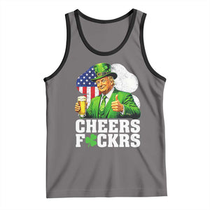 Cheers Fckers Funny Trump Irish Toast Tank Top St Patricks Day Drinking Humor TS02 Deep Heather Black Print Your Wear