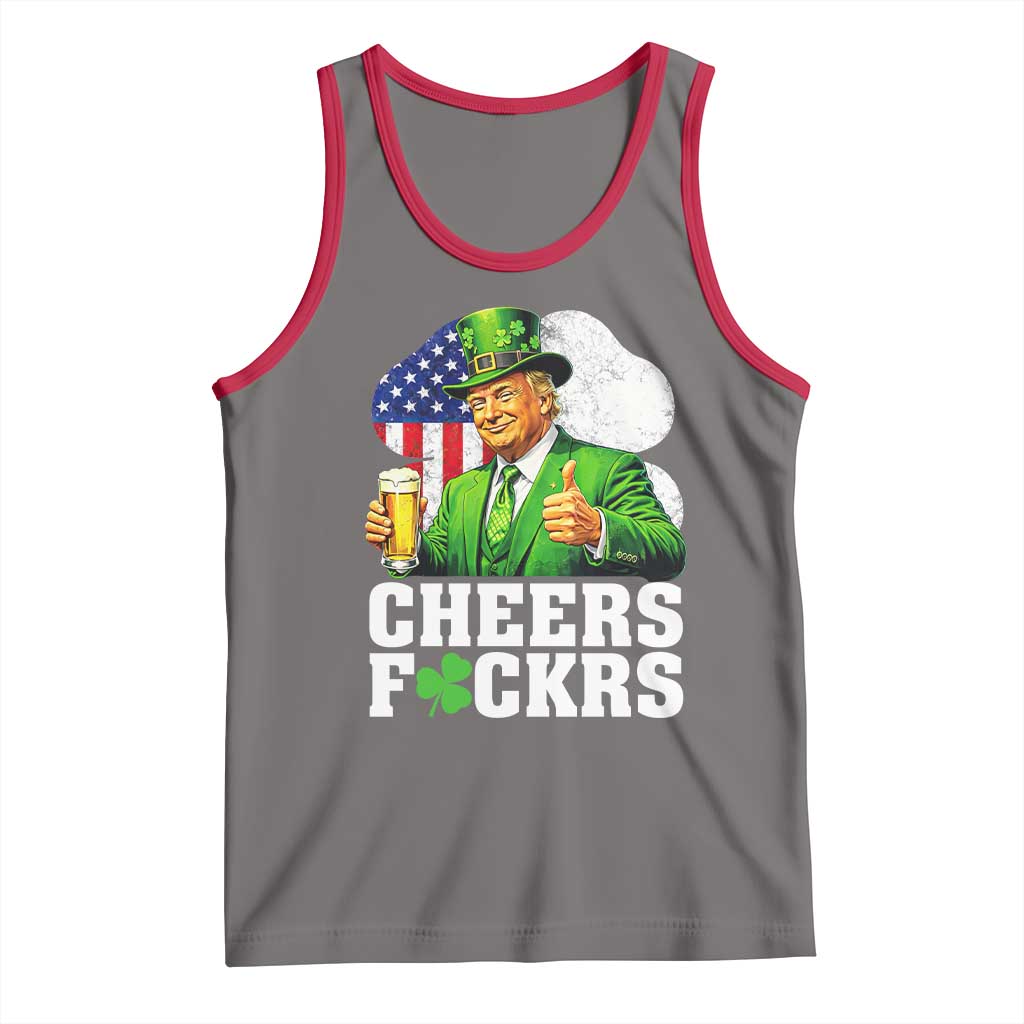 Cheers Fckers Funny Trump Irish Toast Tank Top St Patricks Day Drinking Humor TS02 Deep Heather Red Print Your Wear
