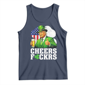 Cheers Fckers Funny Trump Irish Toast Tank Top St Patricks Day Drinking Humor TS02 Navy Print Your Wear
