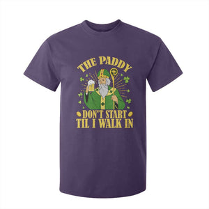 Funny Saint Patrick Drinking Beer Party Humor T Shirt For Kid The Paddy Don’t Start Til I Walk In St Patricks Day TS02 Purple Print Your Wear