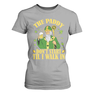 Funny Saint Patrick Drinking Beer Party Humor T Shirt For Women The Paddy Don’t Start Til I Walk In St Patricks Day TS02 Sport Gray Print Your Wear