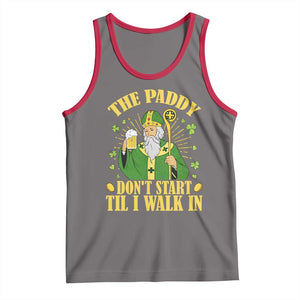 Funny Saint Patrick Drinking Beer Party Humor Tank Top The Paddy Don’t Start Til I Walk In St Patricks Day TS02 Deep Heather Red Print Your Wear