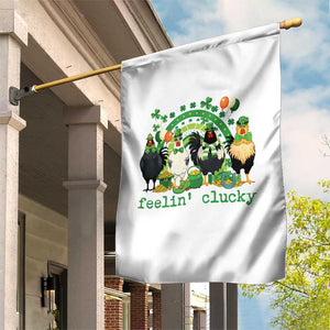 Funny St Patricks Day Chicken Shamrock Garden Flag Feelin Clucky Hen Lucky Clover Pun Irish Humor TS02 Print Your Wear