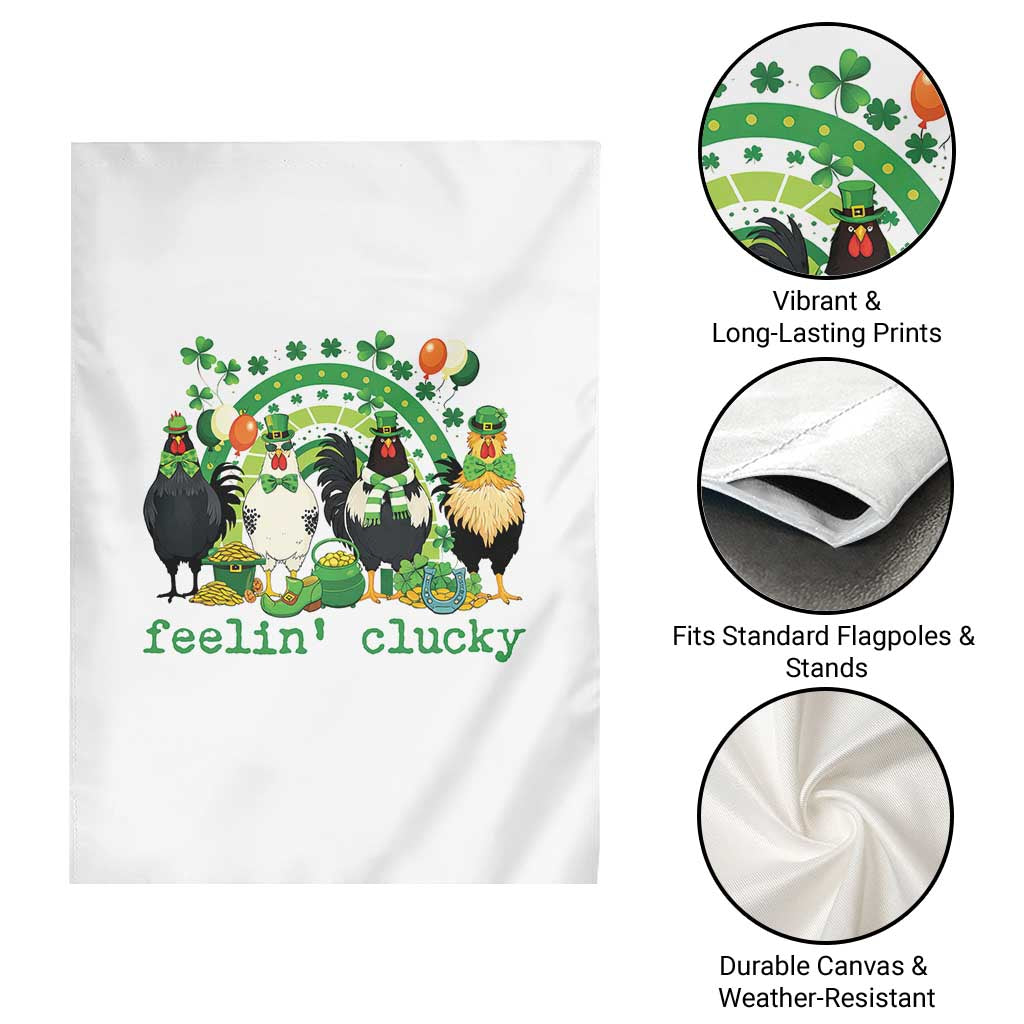 Funny St Patricks Day Chicken Shamrock Garden Flag Feelin Clucky Hen Lucky Clover Pun Irish Humor TS02 Print Your Wear