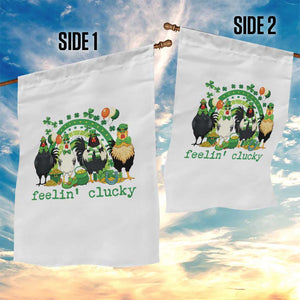 Funny St Patricks Day Chicken Shamrock Garden Flag Feelin Clucky Hen Lucky Clover Pun Irish Humor TS02 Print Your Wear