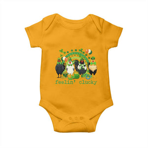 Funny St Patricks Day Chicken Shamrock Baby Onesie Feelin Clucky Hen Lucky Clover Pun Irish Humor TS02 Gold Print Your Wear
