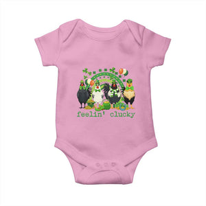 Funny St Patricks Day Chicken Shamrock Baby Onesie Feelin Clucky Hen Lucky Clover Pun Irish Humor TS02 Light Pink Print Your Wear