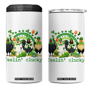 Funny St Patricks Day Chicken Shamrock 4 in 1 Can Cooler Tumbler Feelin Clucky Hen Lucky Clover Pun Irish Humor TS02 One Size: 16 oz White Print Your Wear
