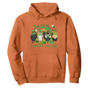 Funny St Patricks Day Chicken Shamrock Hoodie Feelin Clucky Hen Lucky Clover Pun Irish Humor TS02 Orange Print Your Wear