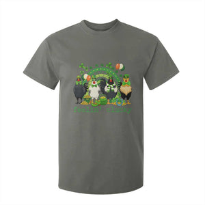 Funny St Patricks Day Chicken Shamrock T Shirt For Kid Feelin Clucky Hen Lucky Clover Pun Irish Humor TS02 Military Green Print Your Wear