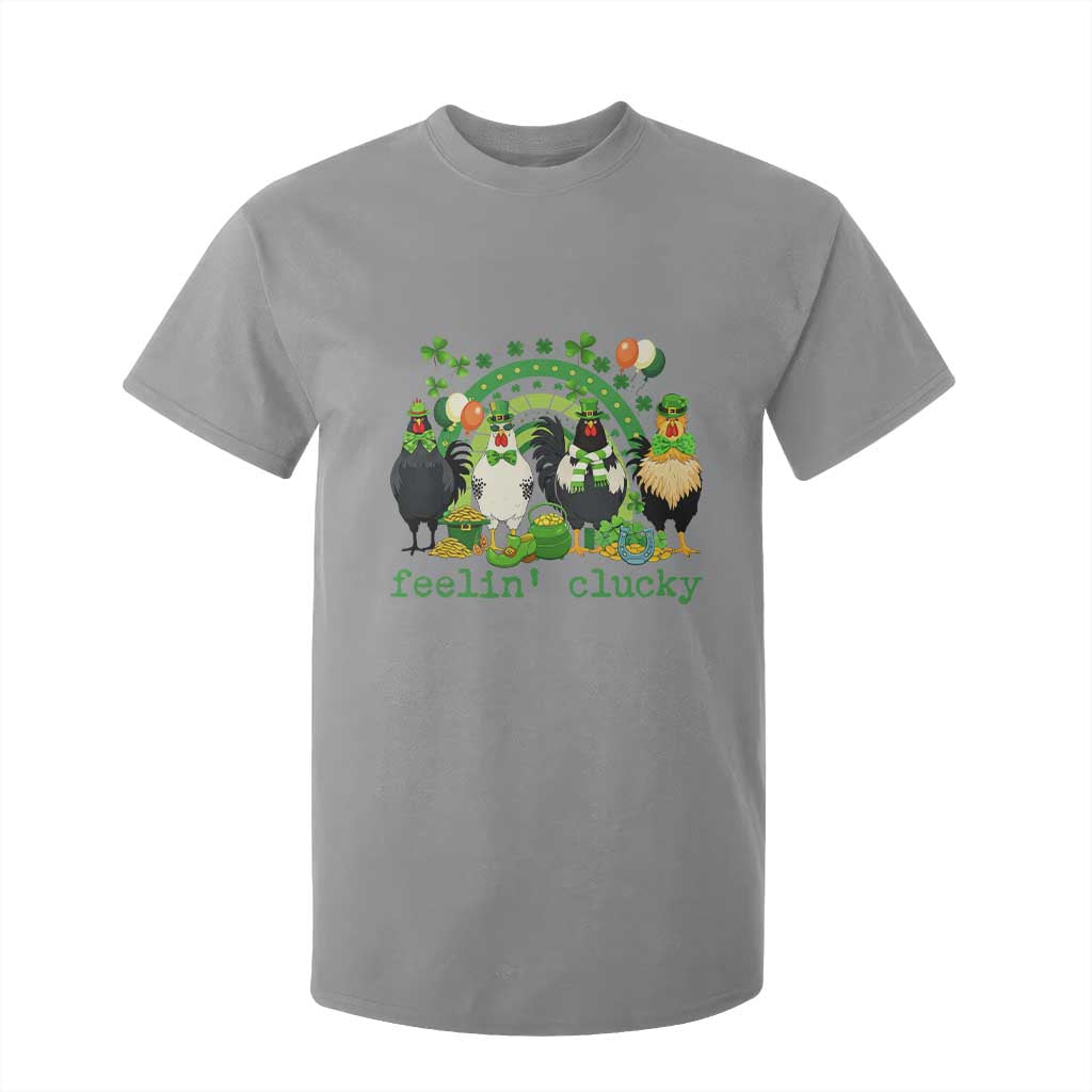 Funny St Patricks Day Chicken Shamrock T Shirt For Kid Feelin Clucky Hen Lucky Clover Pun Irish Humor TS02 Sport Gray Print Your Wear