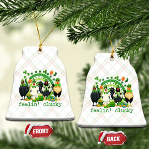 Funny St Patricks Day Chicken Shamrock Ceramic Ornament Feelin Clucky Hen Lucky Clover Pun Irish Humor TS02 Print Your Wear