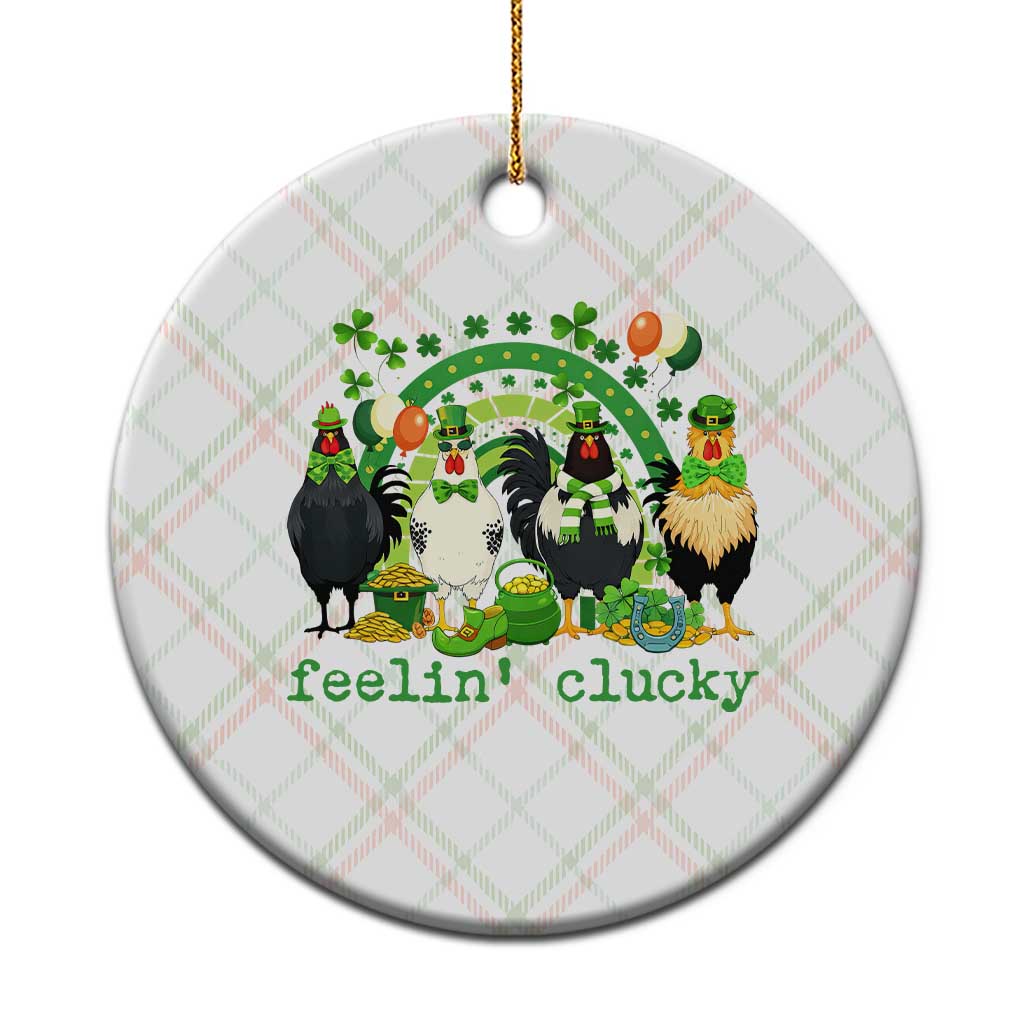 Funny St Patricks Day Chicken Shamrock Ceramic Ornament Feelin Clucky Hen Lucky Clover Pun Irish Humor TS02 1pc Christmas Plaid Print Your Wear