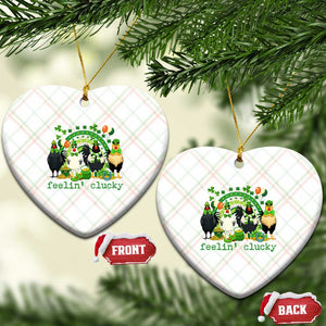 Funny St Patricks Day Chicken Shamrock Ceramic Ornament Feelin Clucky Hen Lucky Clover Pun Irish Humor TS02 Print Your Wear