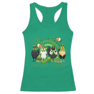 Funny St Patricks Day Chicken Shamrock Racerback Tank Top Feelin Clucky Hen Lucky Clover Pun Irish Humor TS02 Irish Green Print Your Wear
