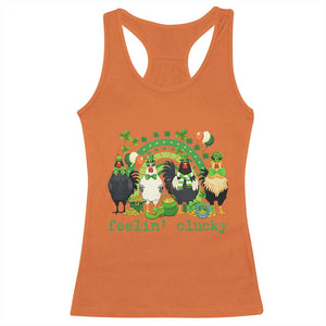 Funny St Patricks Day Chicken Shamrock Racerback Tank Top Feelin Clucky Hen Lucky Clover Pun Irish Humor TS02 Orange Print Your Wear